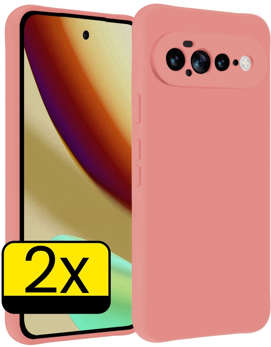 Hoesje - 2 Stuks - Geschikt voor Google Pixel 11 Pro XL - Sterk & Shockproof - Case Siliconen - Back Cover - Telefoon Hoes - Telefoonhoesjes - Lichtroze