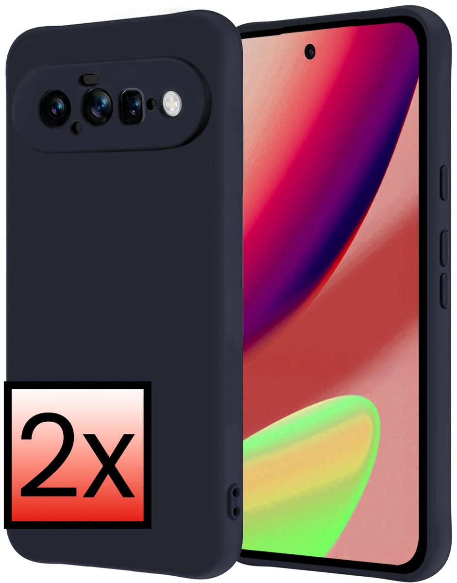 Hoesje - 2 Stuks - Geschikt voor Google Pixel 11 - Sterk & Shockproof - Case Siliconen - Back Cover - Telefoon Hoes - Donkerblauw