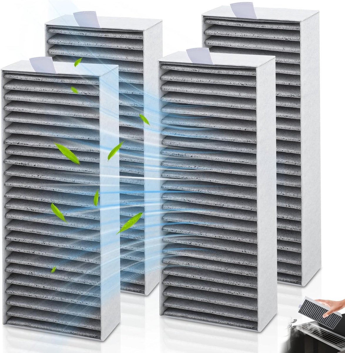 4 Stuks Actieve Koolstoffilters voor Afzuigkappen Vervangingsfilters voor Siemens Bosch en Neff Verbeter de Luchtkwaliteit in Keuken