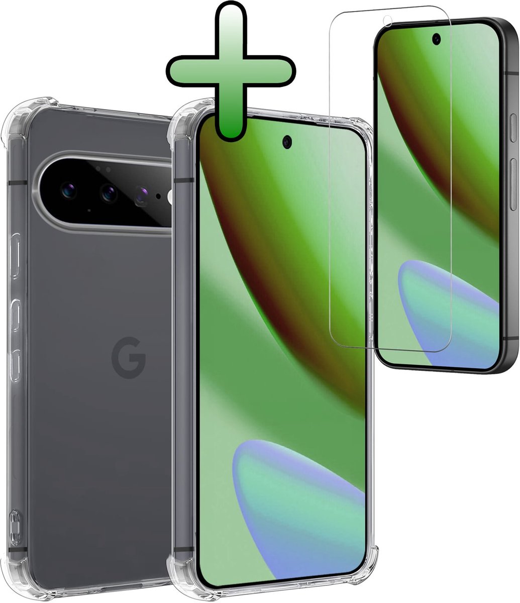 Hoesje Met Screenprotector - Geschikt voor Google Pixel 11 - Sterk & Shockproof - Siliconen Case - Back Cover - Telefoon Hoes - Shock Proof - Transparant