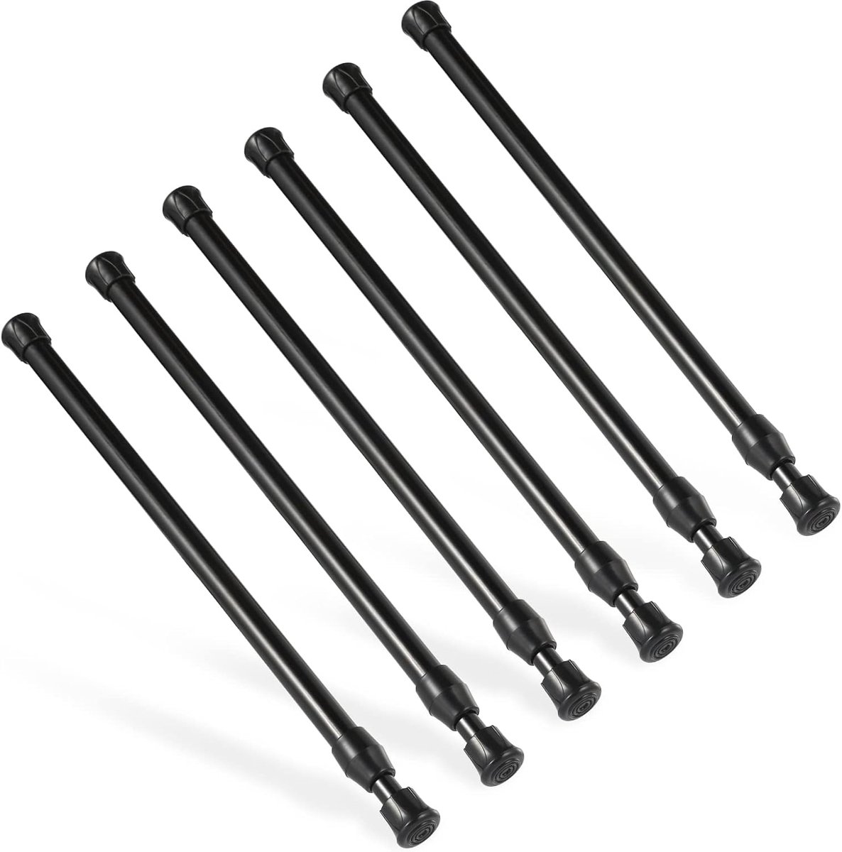 SnelShoppen - 6 Pcs Tension Rods - Verstelbare Rookstang voor Gordijnen - No Drilling Ronde Stang van RVS voor Keuken, Kast, Kledingkast, Boekenplank