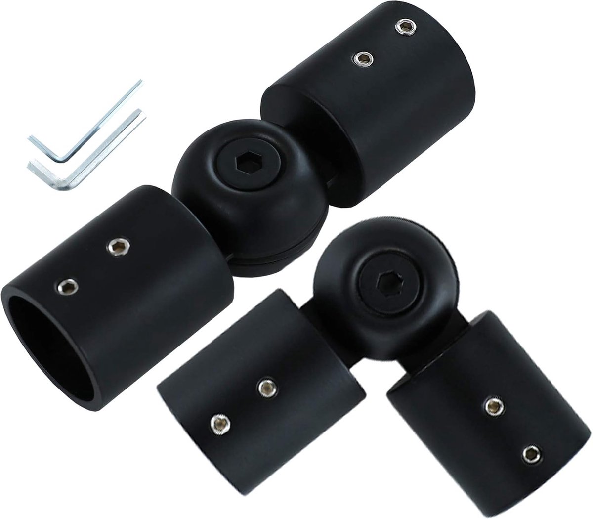 SnelShoppen - 1 1/8" Hoek Connector voor Gordijnroedes - Verstelbare Elbow Extender voor Hoek- en Bay Windows - Sterke, Duurzame Bevestiging voor Gord