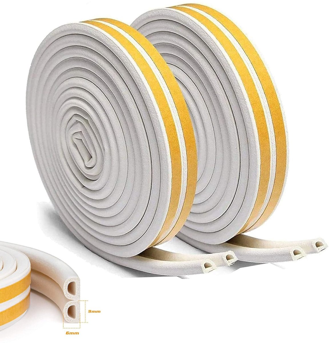 SnelShoppen - Rubber Sealing Tape D-Type 16M - Zelfklevende Foam Strip voor Deuren en Ramen - Geluidisolatie en Tochtpreventie - Hoogwaardige EPDM Rub