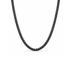 Mauro Vinci Heren Ketting Zwart – Zwarte Halsketting Heren Zonder Hanger – Stainless Steel Ketting 50 cm – Minimalistische Heren Ketting 3 mm – RVS Schakelketting – Luxe Cadeau voor Man