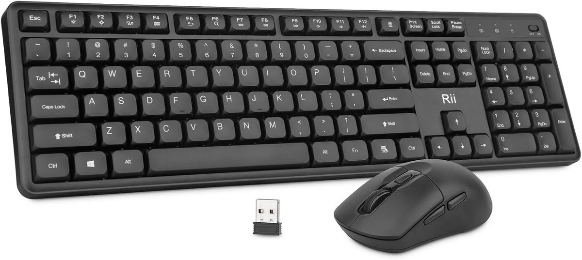 SnelShoppen - Draadloos Toetsenbord en Muis Set, Ergonomisch, Stil Typen, 5000DPI Instelbare Muis, Full-size met Nummeriek Toetsenblok voor PC, Window