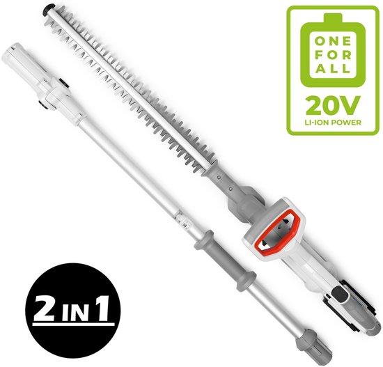 IKRA 2-in-1 accu-heggenschaar ICPH 2050 met telescoopsteel, inclusief 20 V accu, schouderriem en mes-bescherming van IKRA — afbeelding 5