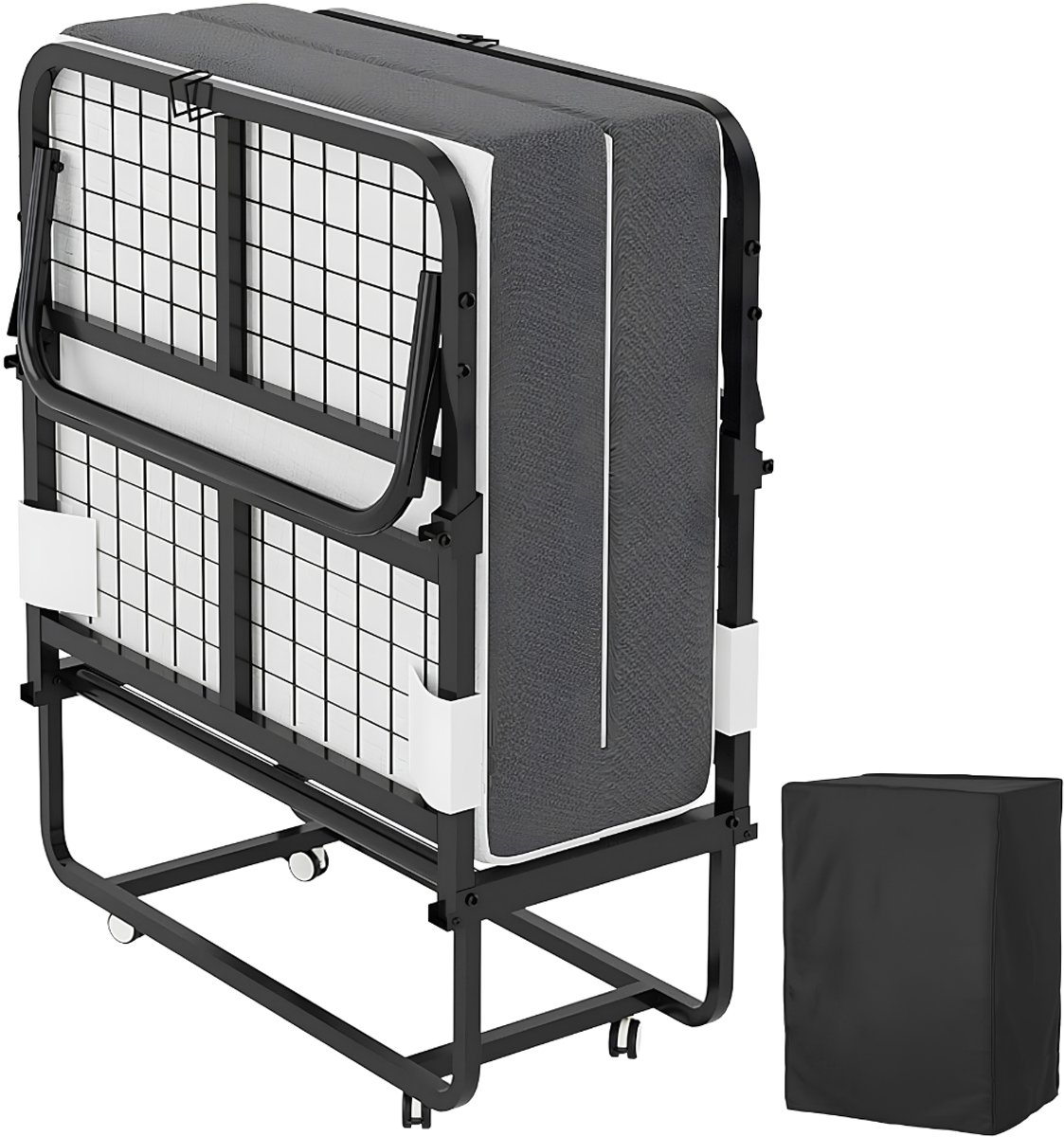 SP® Opklapbed - Tot 200kg - Logeerbed - Vouwbed - Zwart - 190cm x 80cm x 43cm