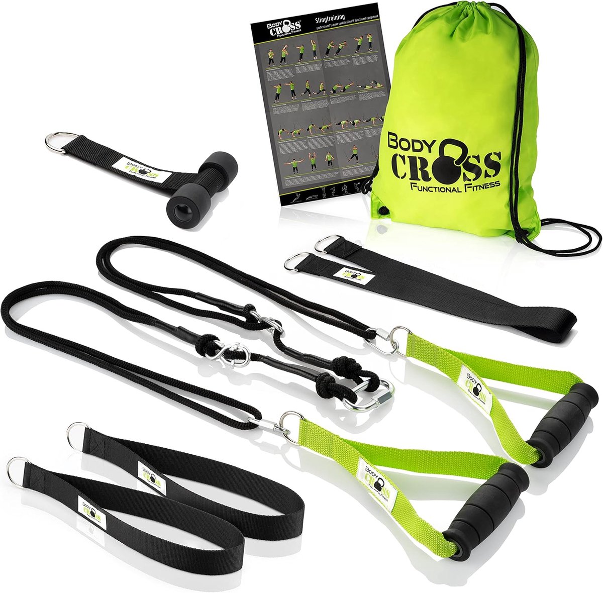SnelShoppen - BodyCROSS Premium Lustrainer Set - Slingtrainer voor Krachttraining Thuis en Buiten - Made in Germany - Duurzaam en Veilig - Ideaal voor