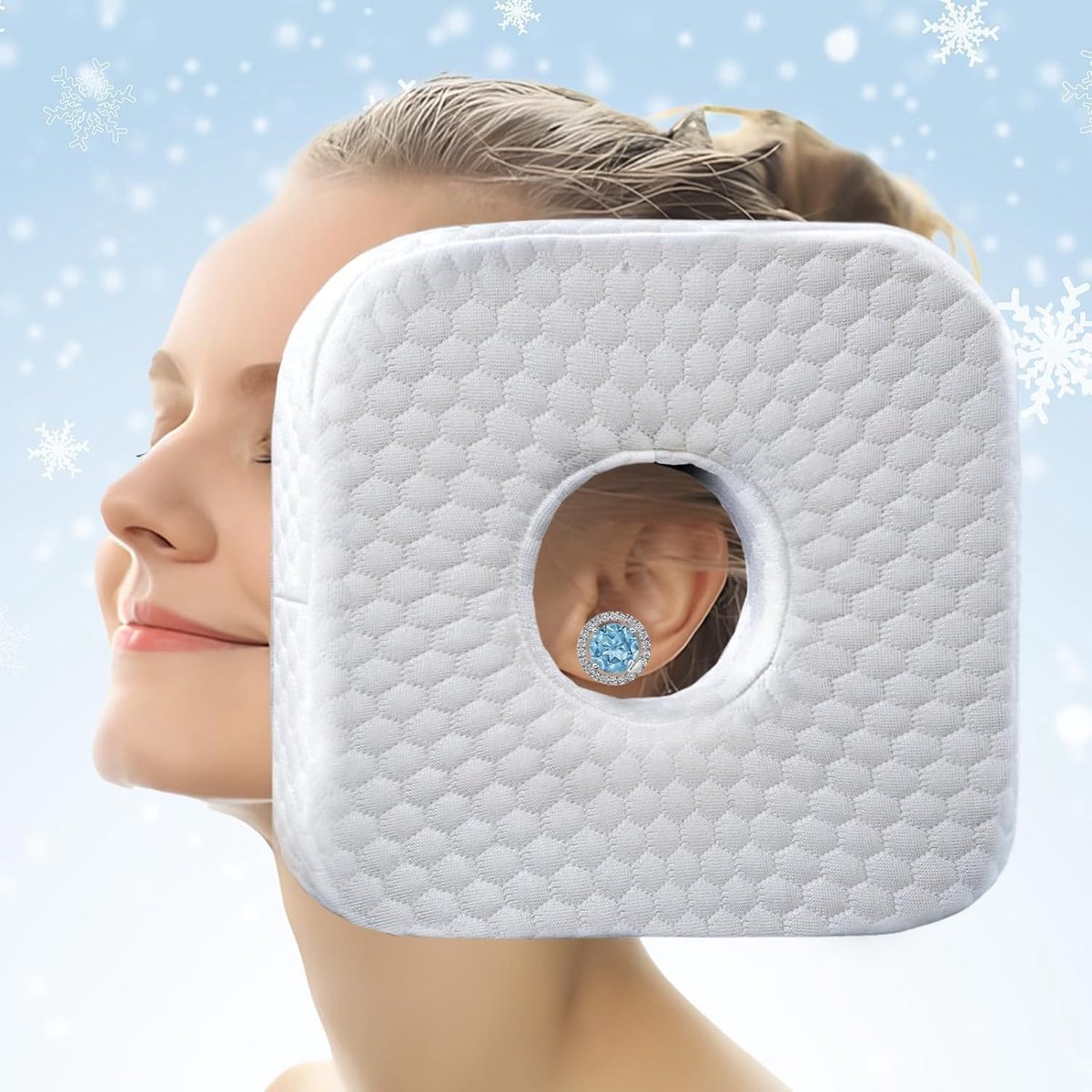 SnelShoppen - Oorkussen voor Zijslapers en Piercingdragers - Orthopedisch Traagschuim Piercingkussen met Ooruitsparing - Comfortabel Hoofdkussen voor