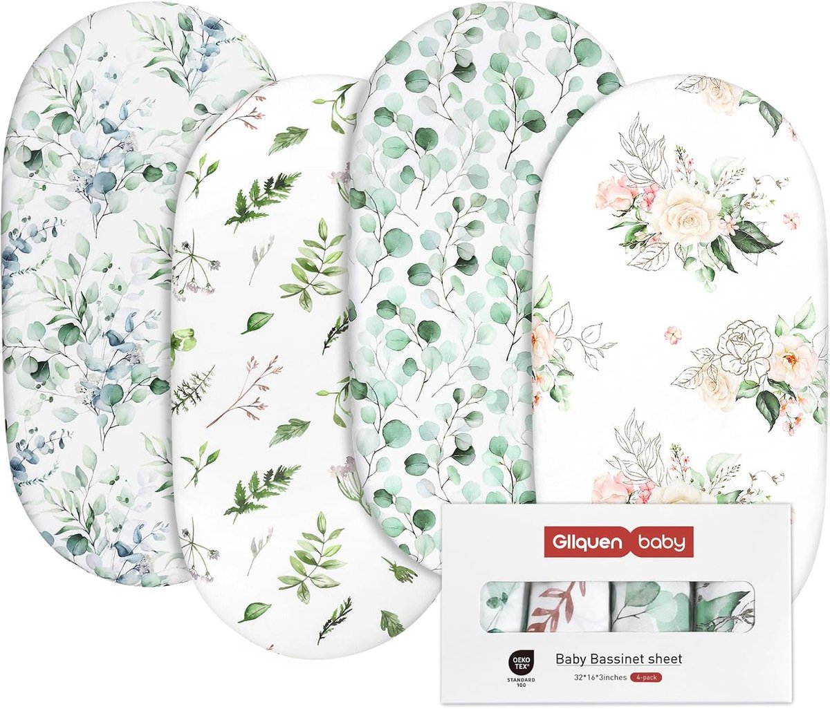 SnelShoppen - Pack van 4 Fitted Sheets voor Wieg, 100% Microfiber, Ademend en Zacht, Oeko-Tex 100, Geschikt voor Jongens en Meisjes, Maat 81x41x8cm, I