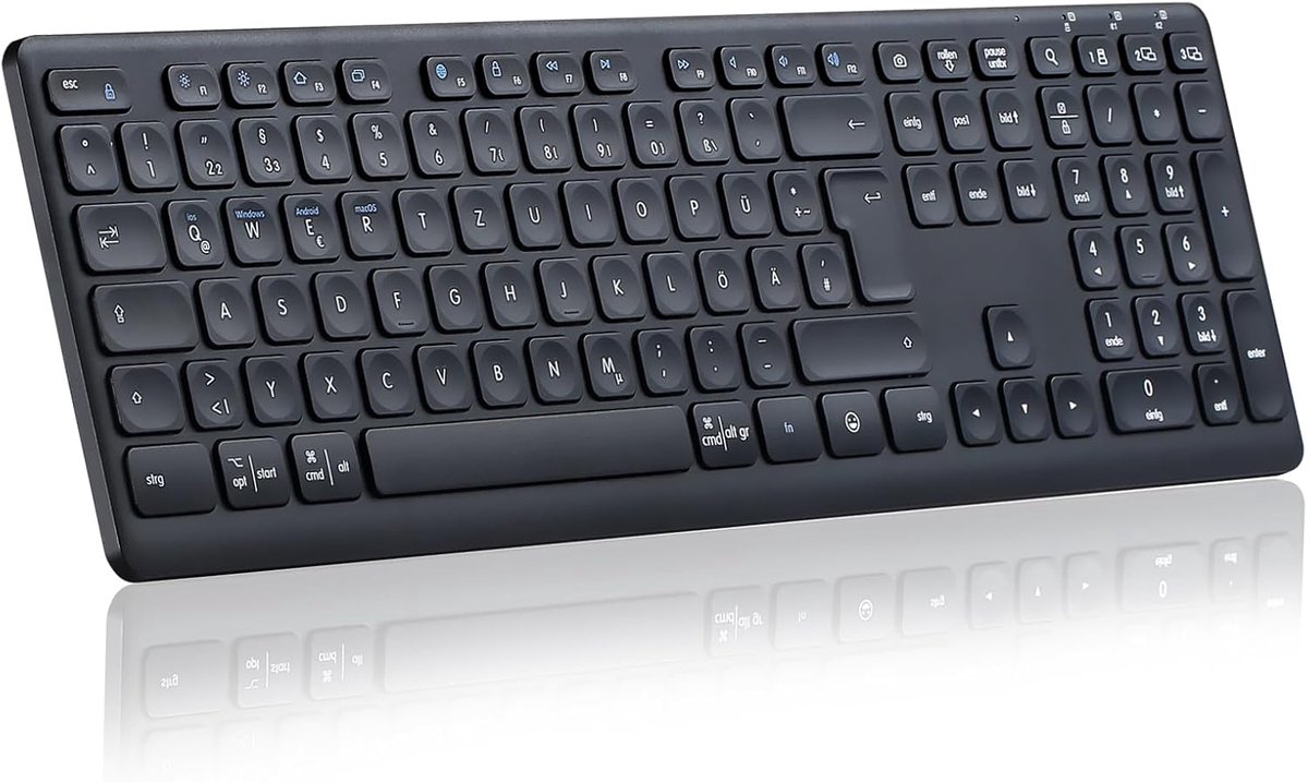 SnelShoppen - Draadloos Bluetooth Toetsenbord K9300, Ergonomisch, Stil, Multi-Device, Normale Maat, Numeriek Toetsenblok, Multimedia Toetsen, Lange Ac