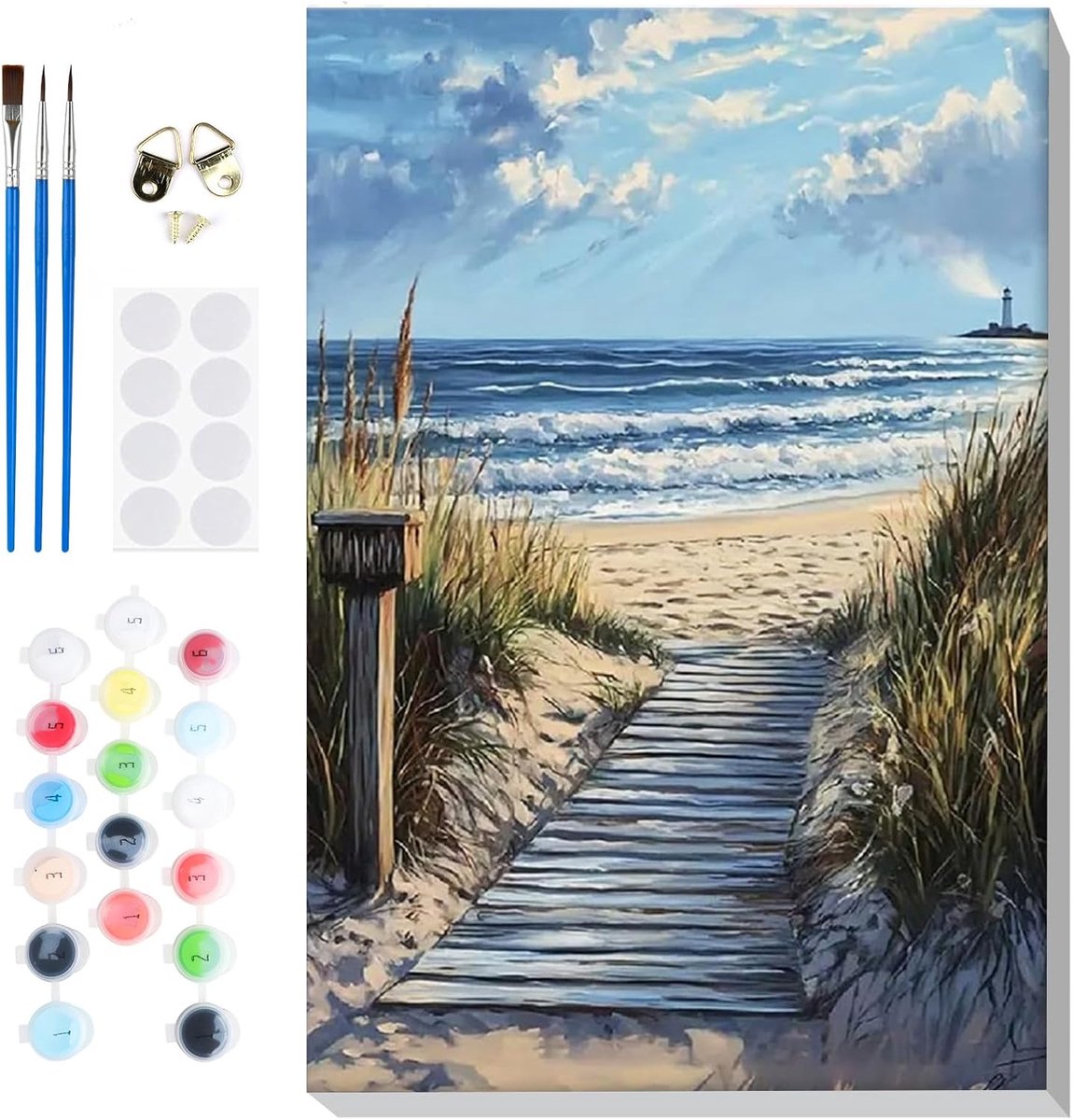 SnelShoppen - Schilderen op Nummer Set Volwassenen met Frame - Doe-Het-Zelf Canvas Schilderij - Inclusief Penselen en Acrylverf - 20 x 20 cm voor Huis