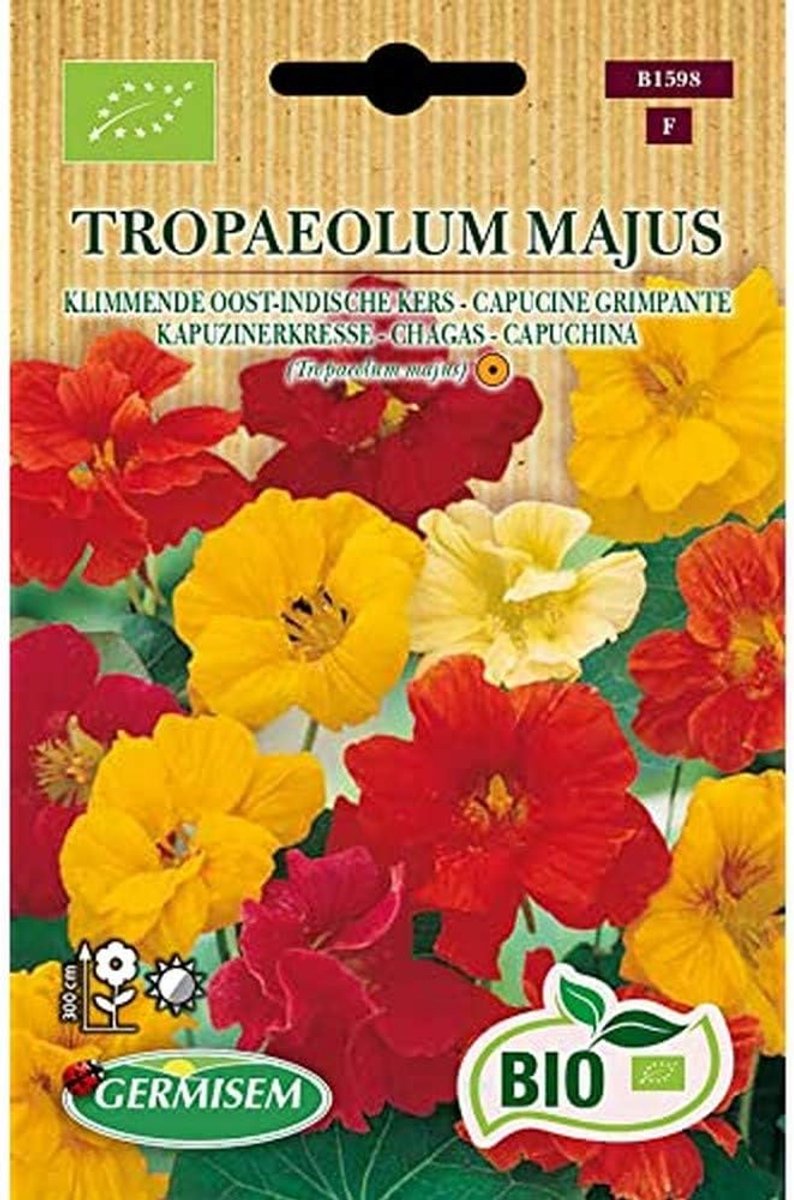 SnelShoppen - Organic Tropaeolum Majus nasturtium Zaadjes 1g - Eetbare Bloemen - Helder Geel tot Rood - Makkelijk Te Teelt - Voor Tuin en Keuken