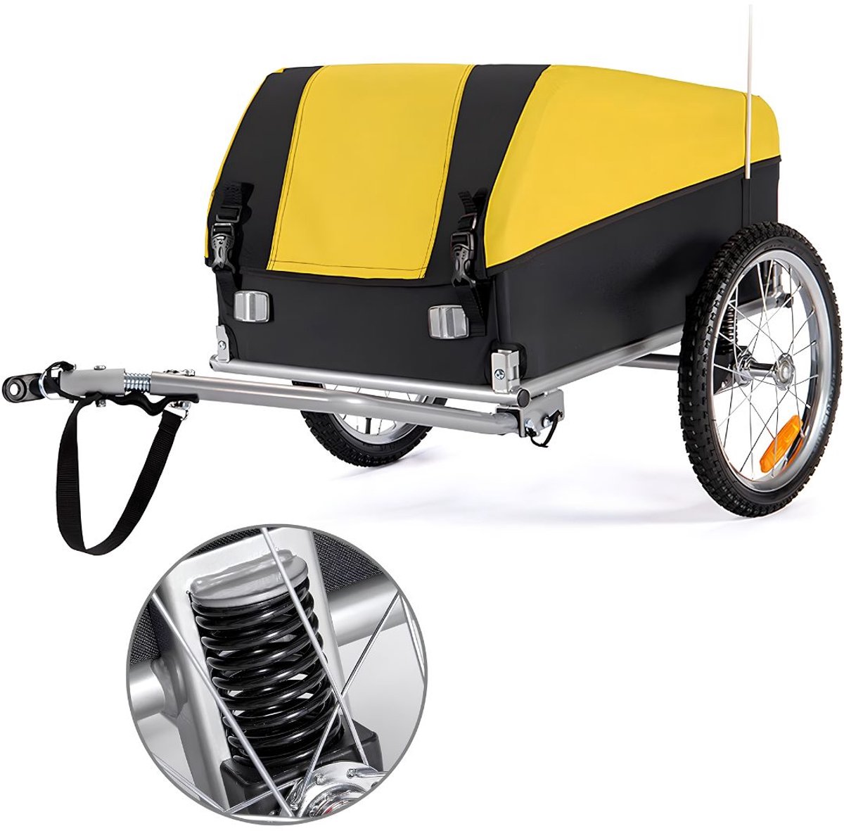 JCP® Fietskar - Fietsaanhanger met Schokdemper - Inklapbare Aanhanger - Geel - 47cm x 47cm x 69cm