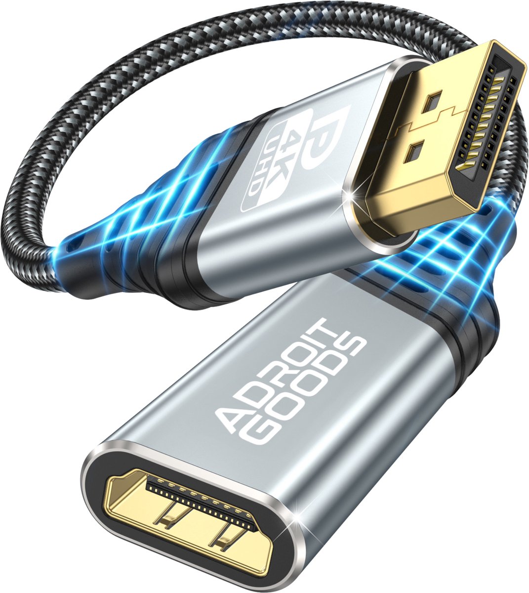 AdroitGoods DisplayPort naar HDMI Adapter 4K 30Hz – DP naar HDMI Kabel Adapter, UHD Beeld, Plug & Play, Compatibel met Monitor, TV, Laptop, PC