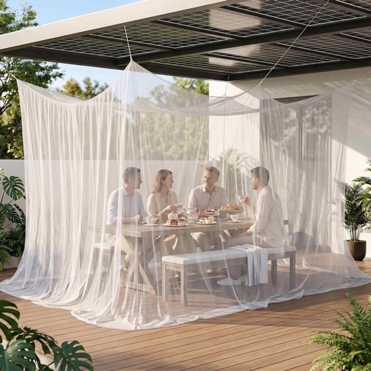KZQ Groot Anti Muggen Klamboe voor Buiten, Terras, Tuin en Picknick - 300x300x250 cm - Wit
