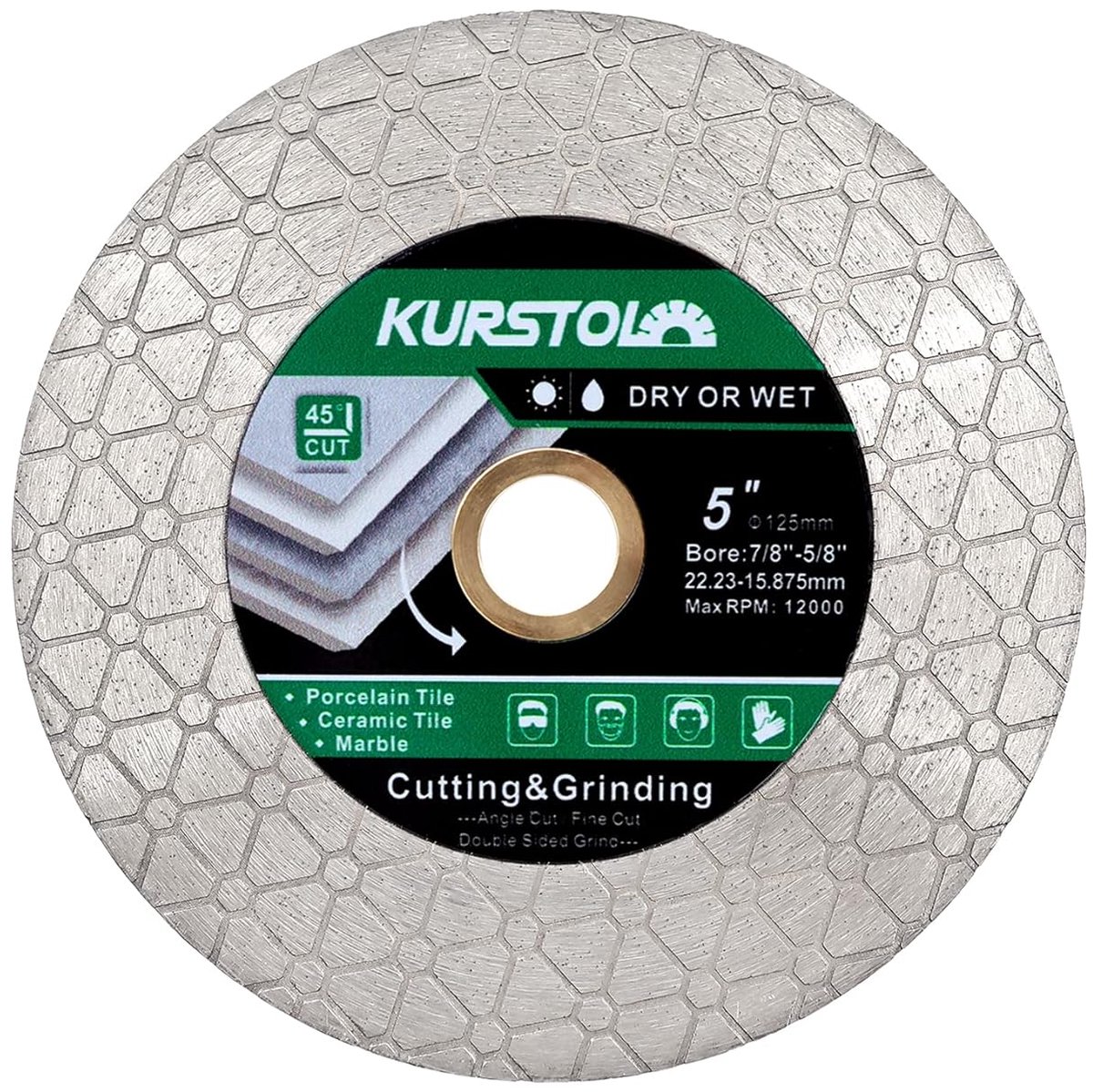 SnelShoppen - Diamond Cutting Disc 125mm x 22.23mm, Snijschijf voor Keramische Tegels, Porselein, Graniet en Marmer, 1 stuk met Verlaagring