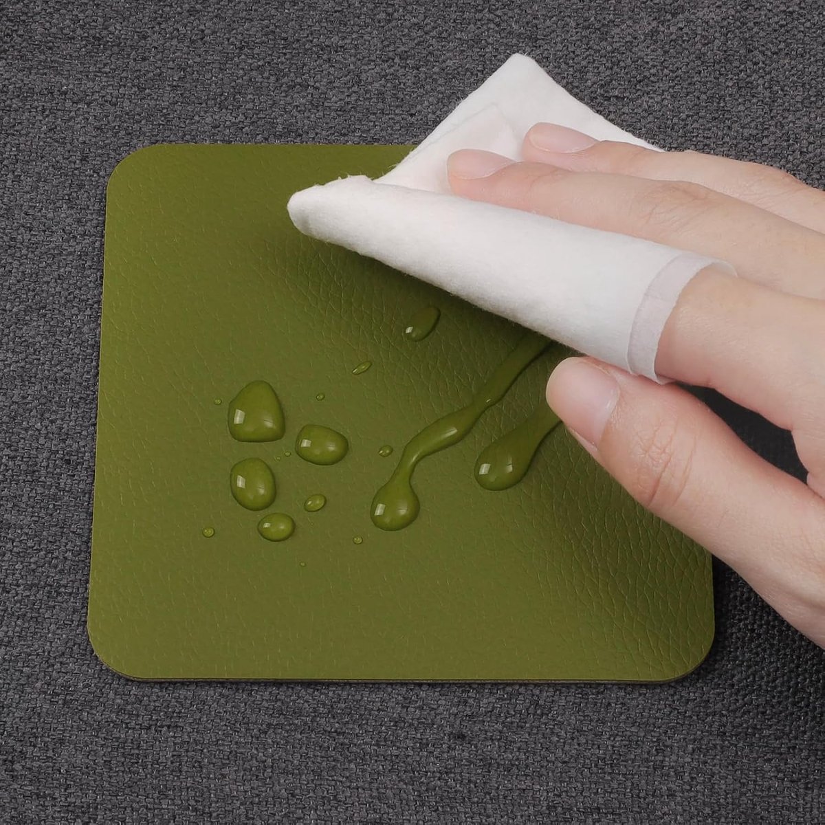 SnelShoppen - Set van 12 Vierkante Glazen Coasters 10cm - Dubbelzijdige Waterdichte Onderzetters - Niet-Slip Coasters met Houder - Zwart Bruin en Grij