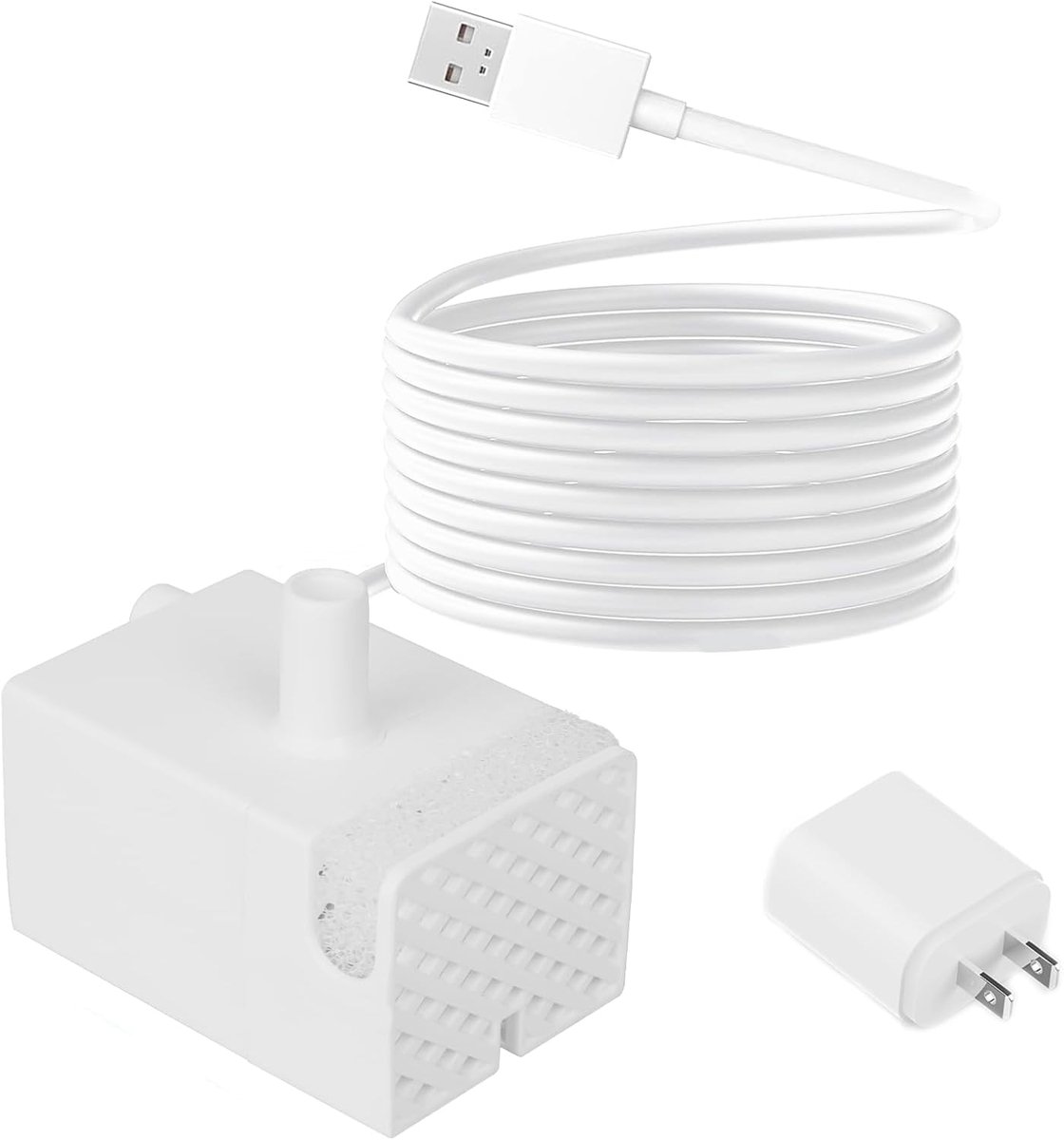 SnelShoppen - Vervangende Waterpomp voor 15L Honden Drinkfontein, USB 5V 1A Kattenfontein Pomp met LED Licht - Continu Waterflow, Stil, Wit