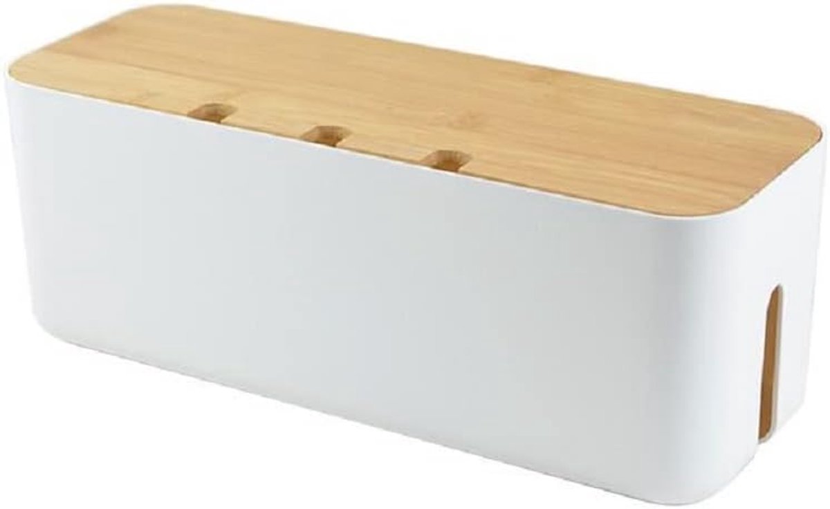 SnelShoppen - Grote Cable Management Box, Corduroy Organizer voor Kabels, Verstevigde Power Strips en Kabels Verbergen, Kind- en Dierenveilig, Wit