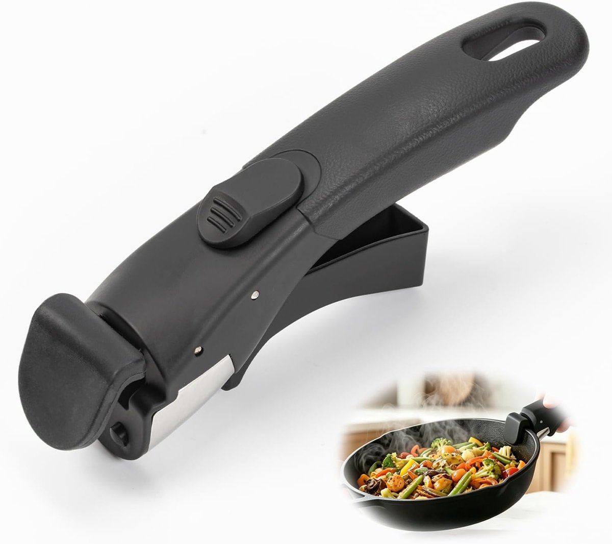 SnelShoppen - Afneembare handgreep voor universele pannen, antislip handvat, hittebestendig, voor pannen van 18-25 cm, veilig koken met gemak