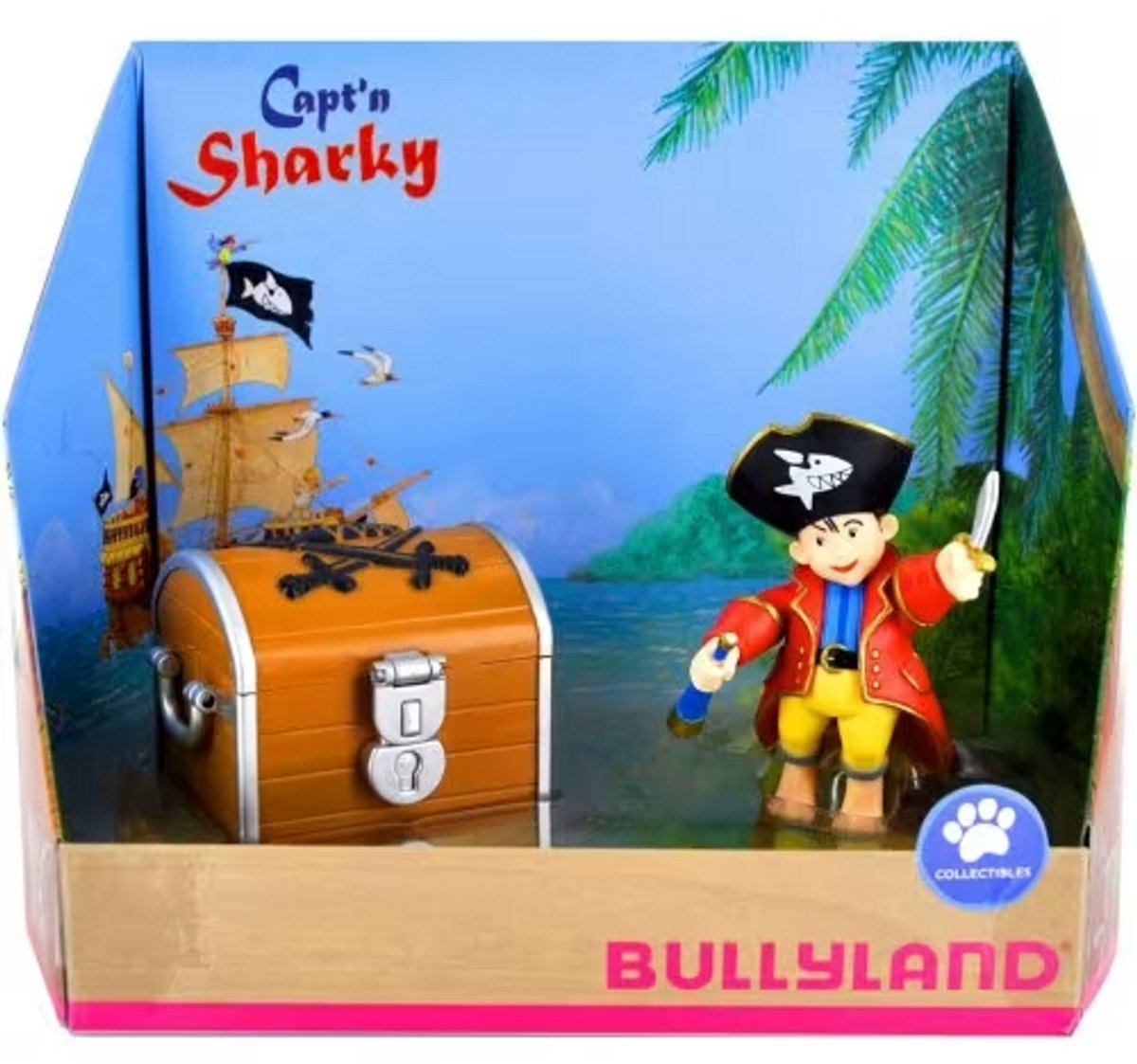 Käpt'n Sharky - Speelset bullyland - Kapitein piraat met schatkist