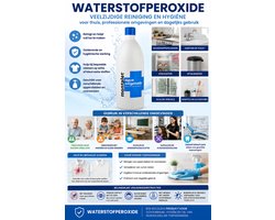 WATERSTOFPEROXIDE 2 LITER = 2 X 1L – ULTIEME NATUURLIJKE WONDERMIDDEL VOOR SCHOONMAKEN, DESINFECTEREN, VLIEKKEN VERWIJDEREN, GEZONDHEID, HAAR & TANDEN VEILIG, EFFICIËNT EN MILIEUVRIENDELIJK!