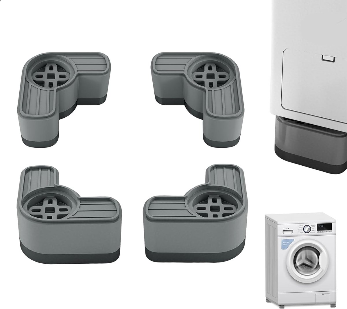 SnelShoppen - 4 x 4.5 cm Vibration Feet voor Wasmachine, Geluidsdempers, Antislip en Schokabsorberend, Accessoires voor Wasmachines, Droogkasten en Va