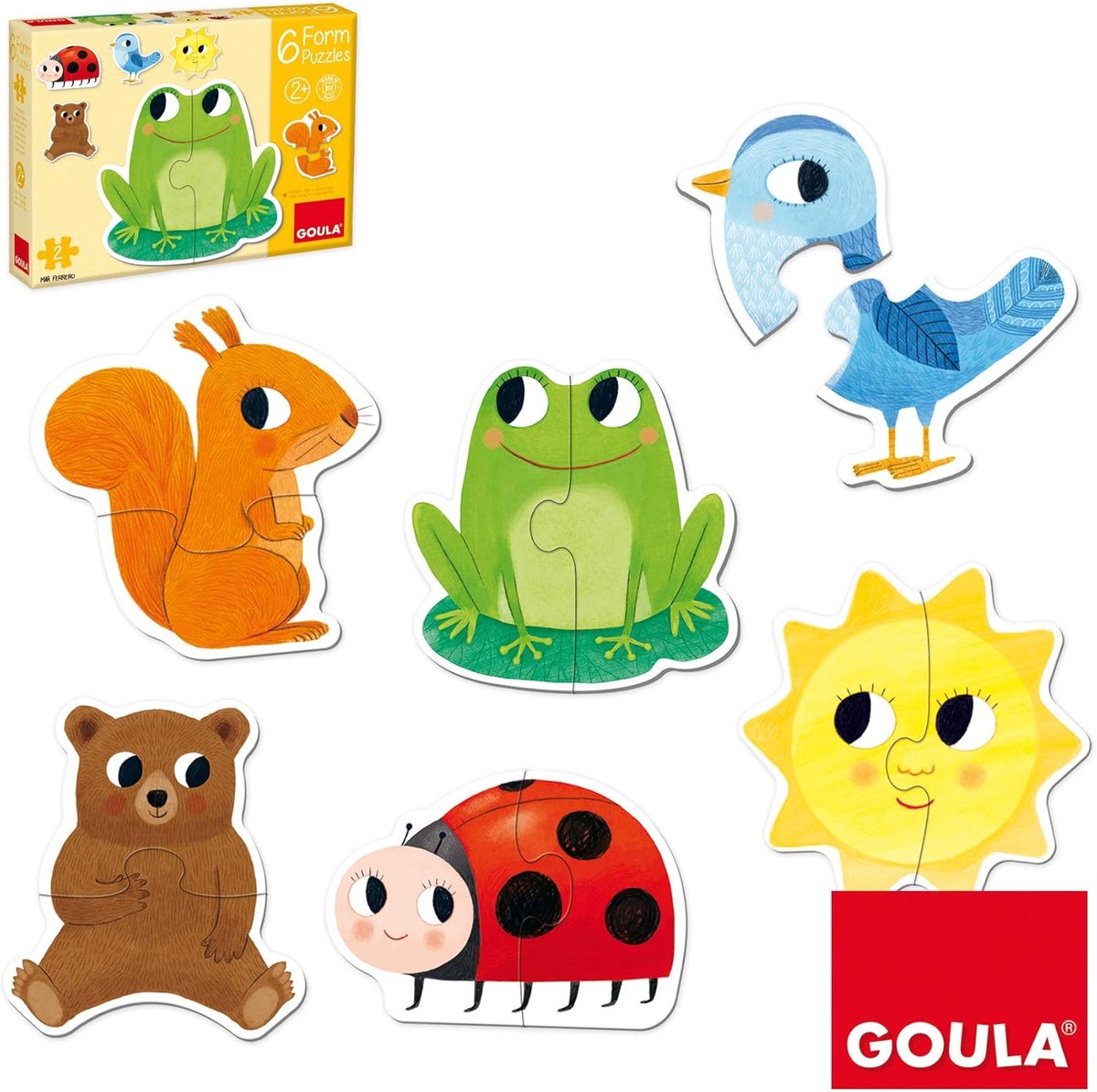 SnelShoppen - 6 Dieren Puzzels voor Peuters - Houten 2-delige Puzzels - Ideaal voor Kinderen vanaf 2 Jaar - Speelgoed voor Thuis en Educatief Spel
