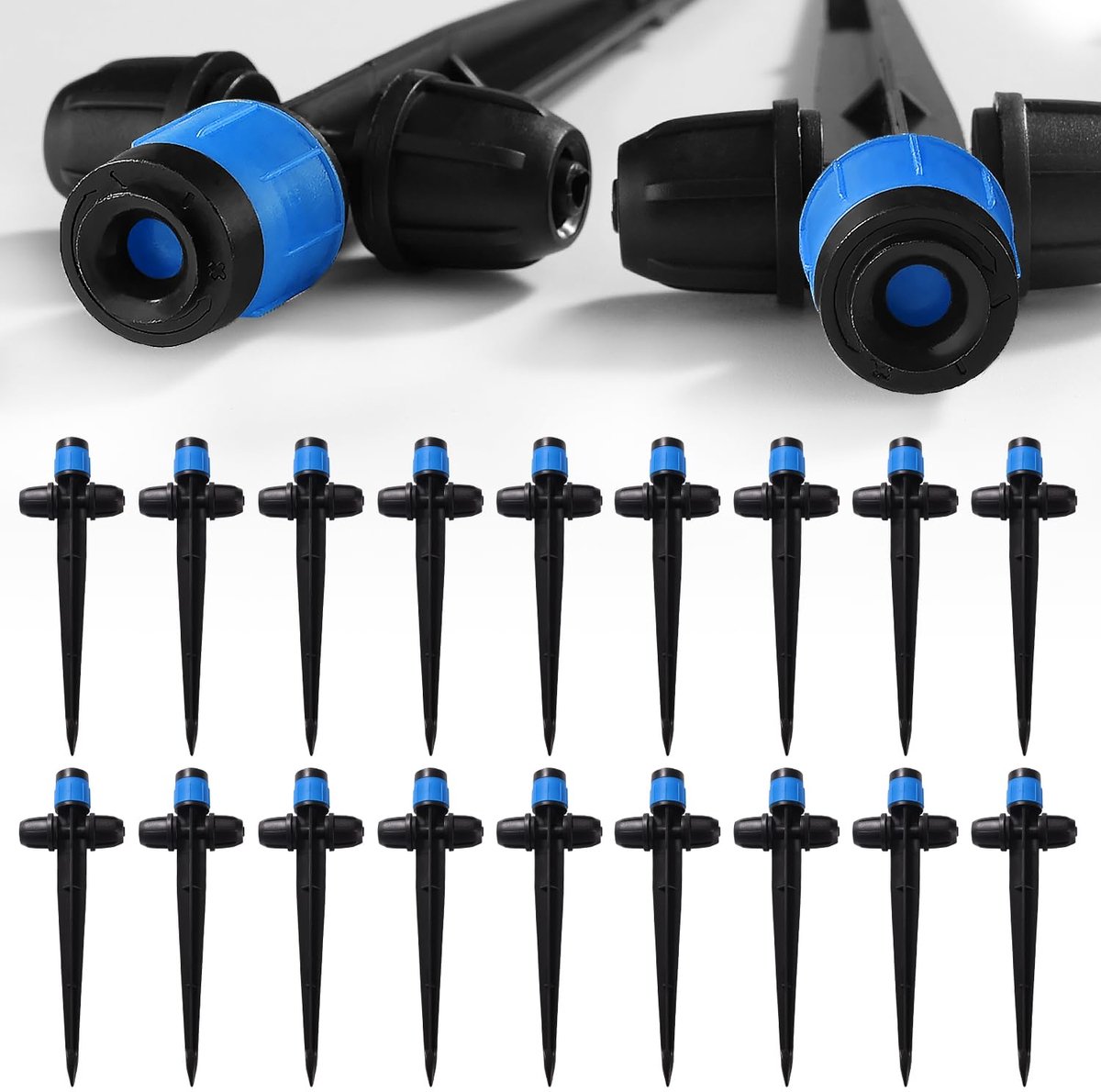 SnelShoppen - 18Pcs Verstelbare 360 Graad Water Flow Drippers - Drip Irrigation Emitter Sprayer met Locking Rod voor 1/4 Inch Tuinslang - Duurzaam en