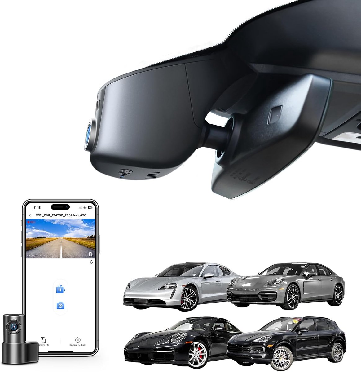 SnelShoppen - 4K+1080P Dashcam Voor Auto Voorzijde en Achterzijde, OEM Uiterlijk, Geschikt Voor Porsche Cayenne, Macan Electric, 911, Panamera, Taycan