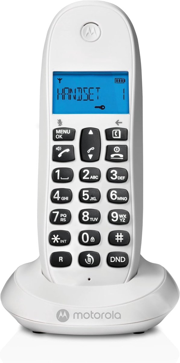 SnelShoppen - Draadloze DECT Telefoon met Belblokker, ID Weergave, Handsfree, 50 Nummer Telefoonboek, Verlichte Scherm - Wit