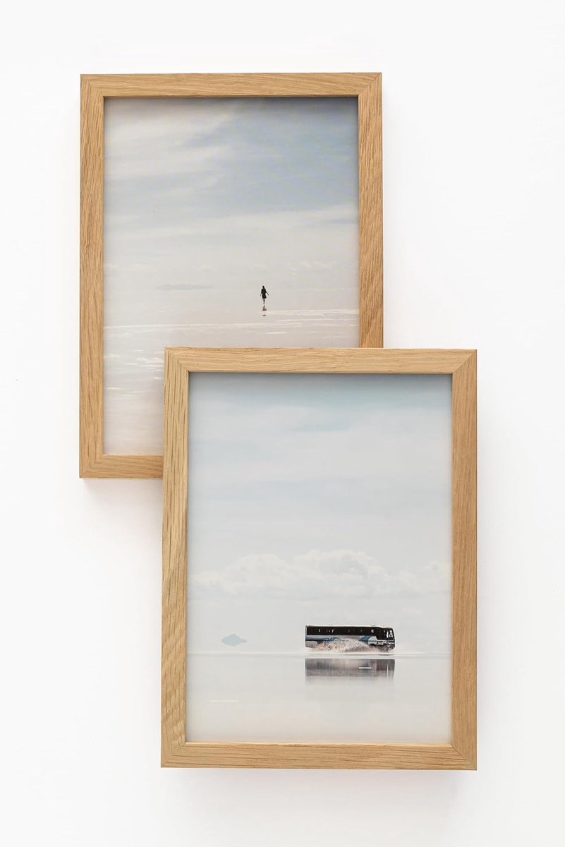 SnelShoppen - Natuurlijke Houten Fotolijsten 13x18 cm - 2 Stuks - Minimalistisch Design - Eiken Kleur - Perfect voor Foto's, Prints en Tekening