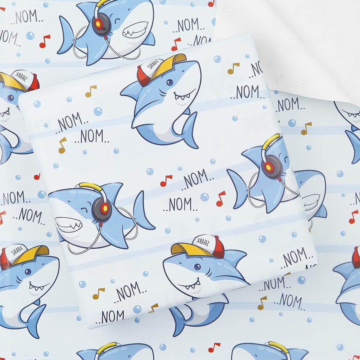 SnelShoppen - Cadeaupapier voor Baby's - Schattige Baby Shark Design - 4 Vellen 50x70cm - Perfect voor Verjaardag, Baby Shower, Kindergarten, Feestjes