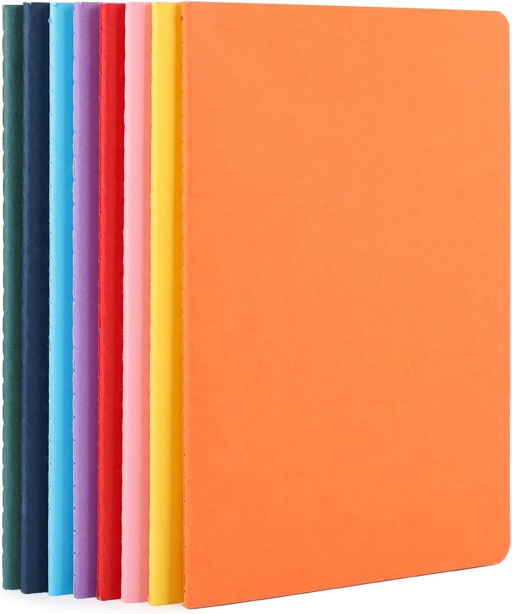 SnelShoppen - A5 Dotted Notebooks Set van 8 - 14x21cm - 100GSM Papier - 60 Pagina's - Dotted 5mm Notitieboek - Kleurrijke Notebooks voor School, Werk