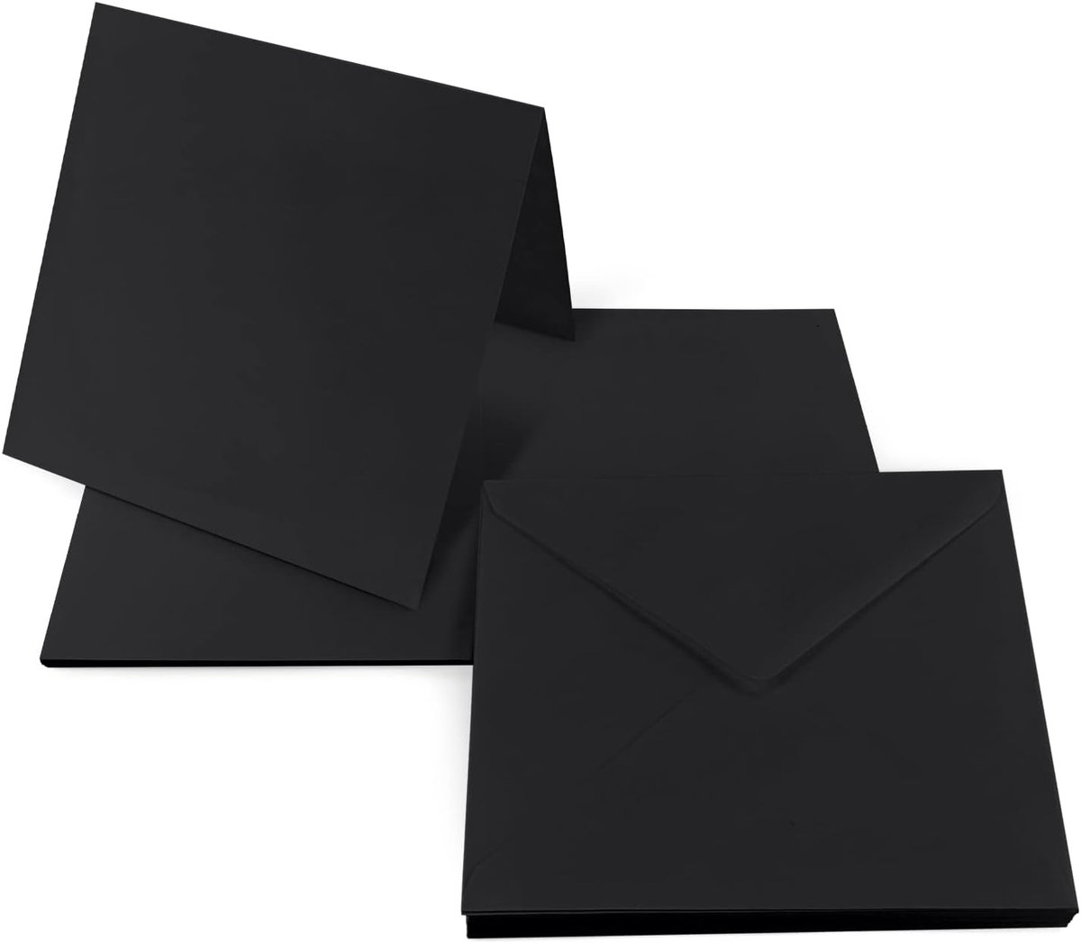 SnelShoppen - 25 Dubbele Kaarten Zwart + 25 Vierkante Enveloppen 14x14cm Kleurige Vouwkaarten voor Uitnodigingen, Bedankjes, Bruiloften, Verjaardagen
