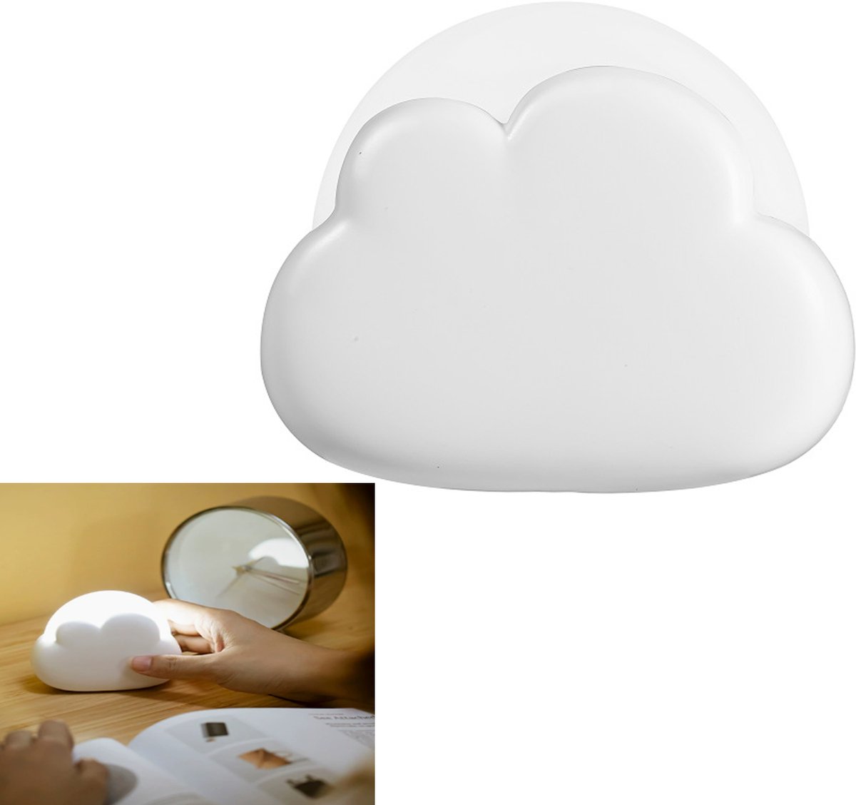 KZQ Draagbaar LED-wolkenlampje met 4 werkingsmodi - Oplaadbaar nachtlampje voor slaapkamer en kamperen - Schattig en praktisch voor kinderen - Wit