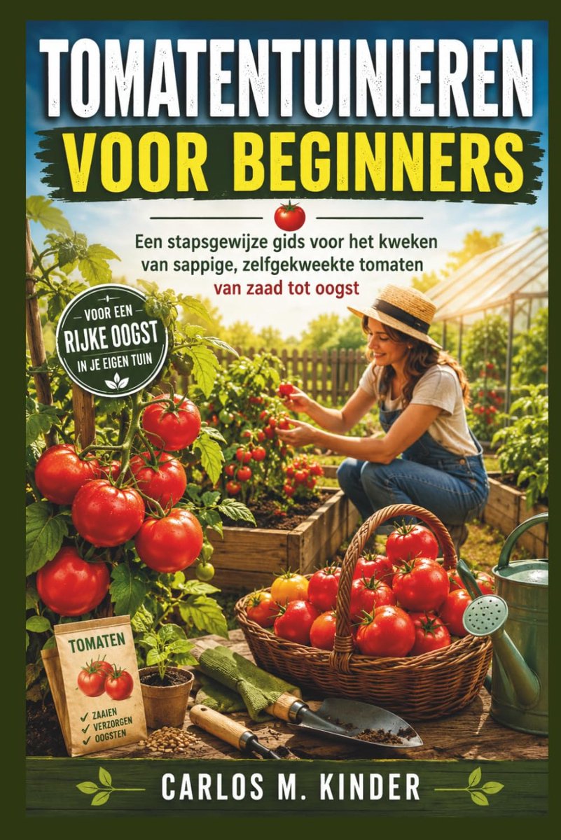 SnelShoppen - Tomatentuinieren voor Beginners: Stapsgewijze Gids voor Zelfgekweekte Tomaten van Zaad tot Oogst, Kweektips, Tuinieren, Groenten, Tuin,