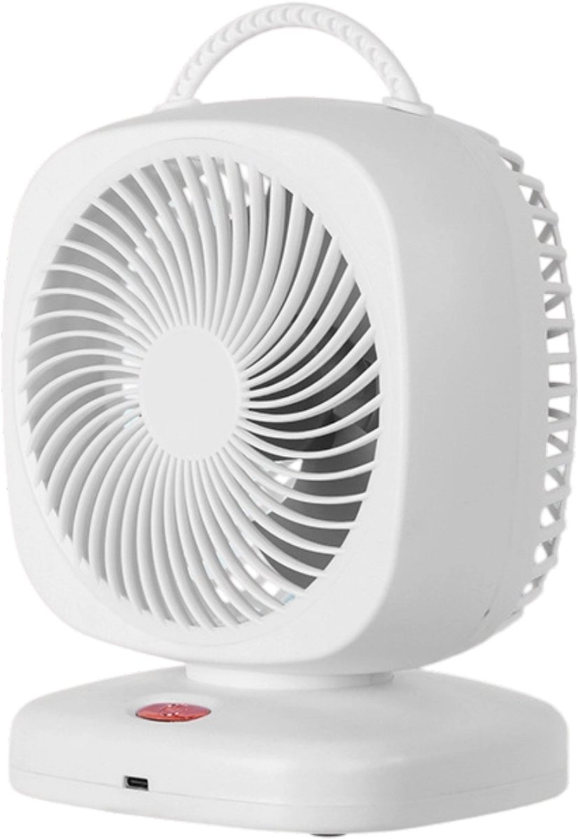 Oplaadbare mini-ventilator met 5 snelheden en USB-aansluiting, krachtige luchtstroom, oscillerende tafelventilator, draagbare bureauventilator voor kantoor, studentenkamer, slaapkamer, reis of tent