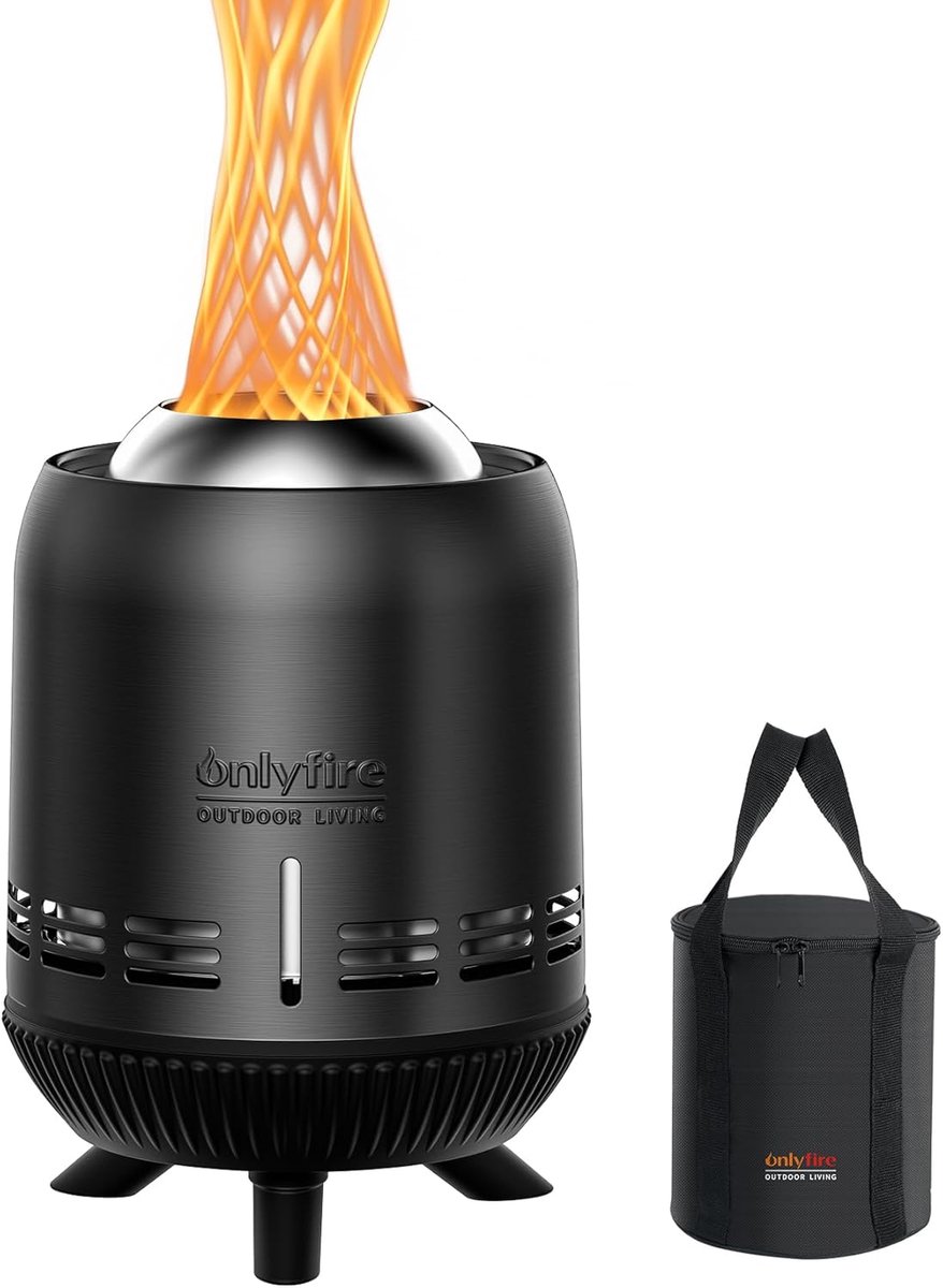 SnelShoppen - Mini Fire Bowl Buiten 15x24cm, Rookvrije Tuhaard voor Camping en Balkon, Met Opbergtas, Stalen Kachel voor Hout/Pellets, Zwart