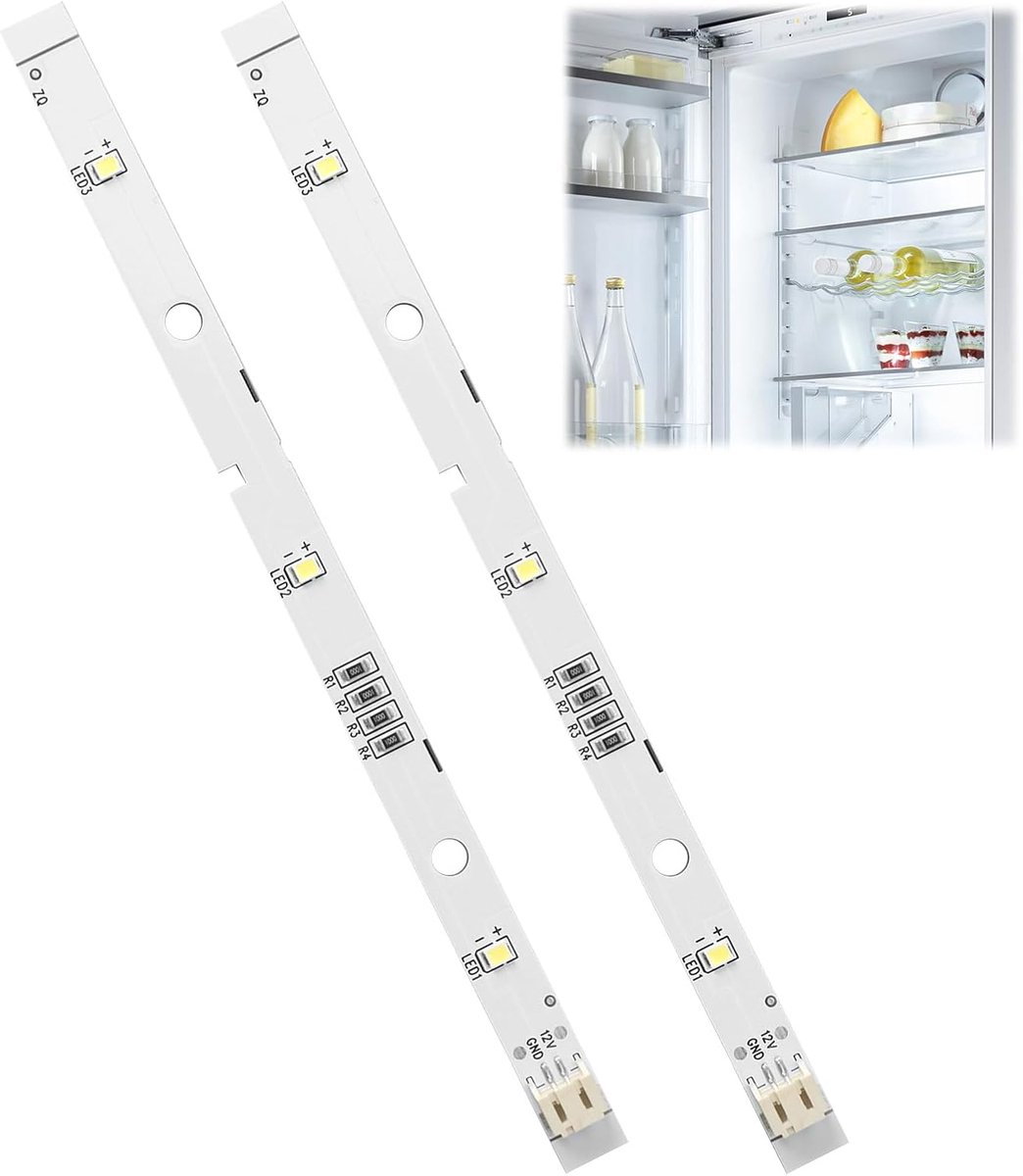 SnelShoppen - 2 stuks LED-lichtstrips koelkast binnenverlichting 12V 2W vervangbare koel wit licht 16 cm voor Hisense Rongsheng Kenwood
