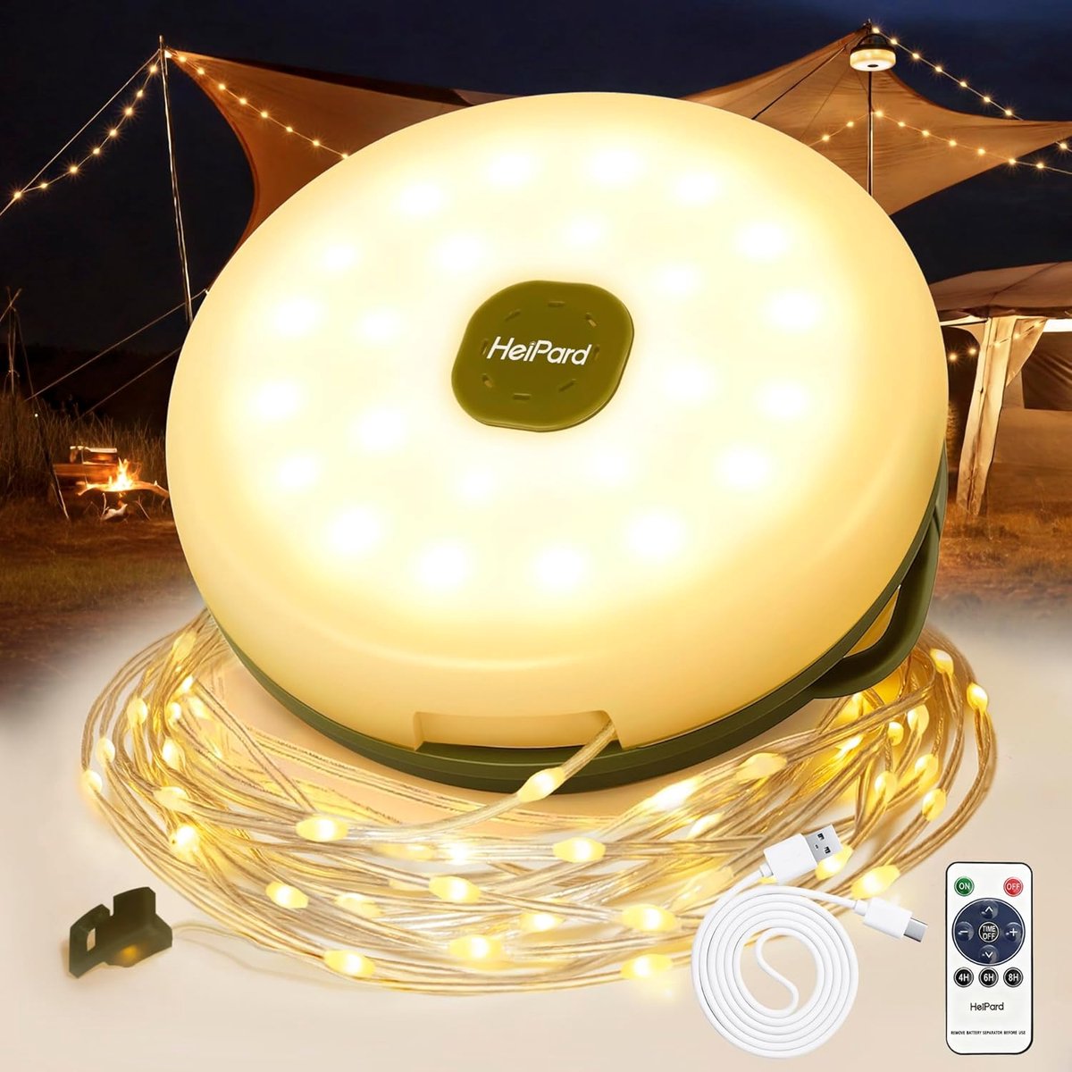 SnelShoppen - Camping Fairy Lights Roll-Up 10m LED Lichtketting met 9 Lichtmodi, Oplaadbare USB, Waterdicht, Dimbaar, Ideaal voor Camping, Tuin, Feest