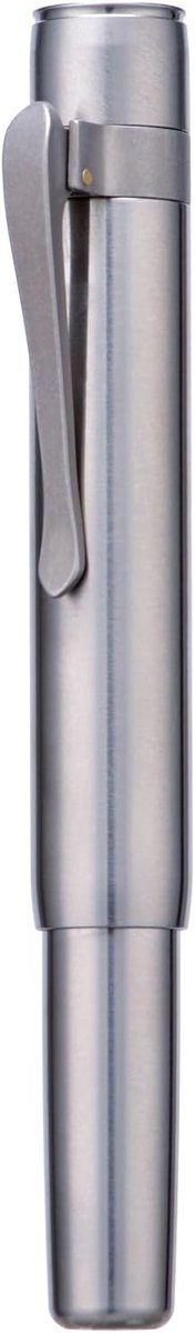 SnelShoppen - Mini Fountain Pen Titanium, Curved Nib, Slim Design, Duurzaam TC4 Titanium, Grijs, Perfect voor Reizen, Notities en Kantoor