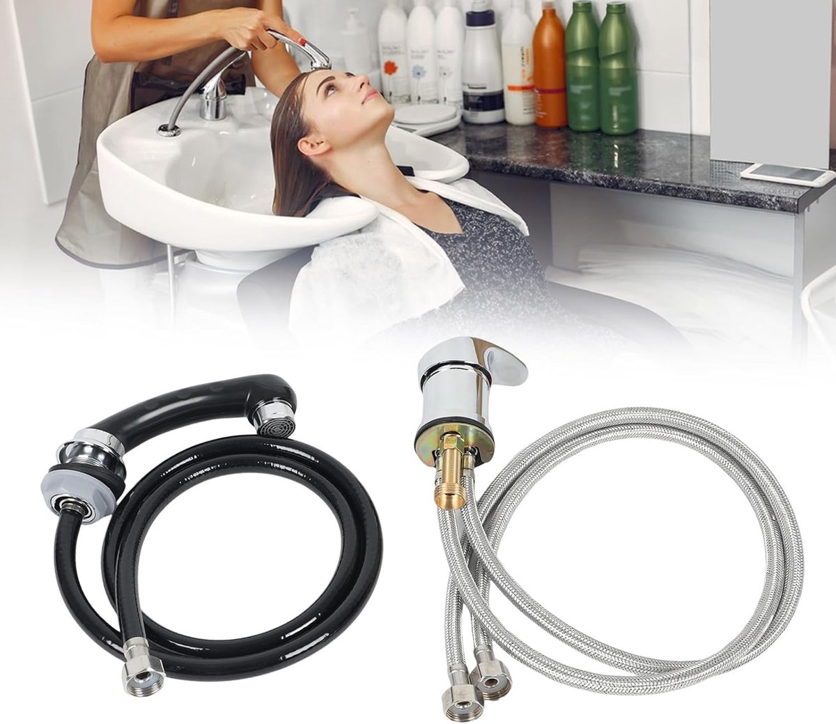 SnelShoppen - Tap Set voor Salon, Mengkraan met Handdouche en Slang, Hot en Cold Water Tap, Duurzaam en Licht, Geschikt voor Kappers en Wasstoelen