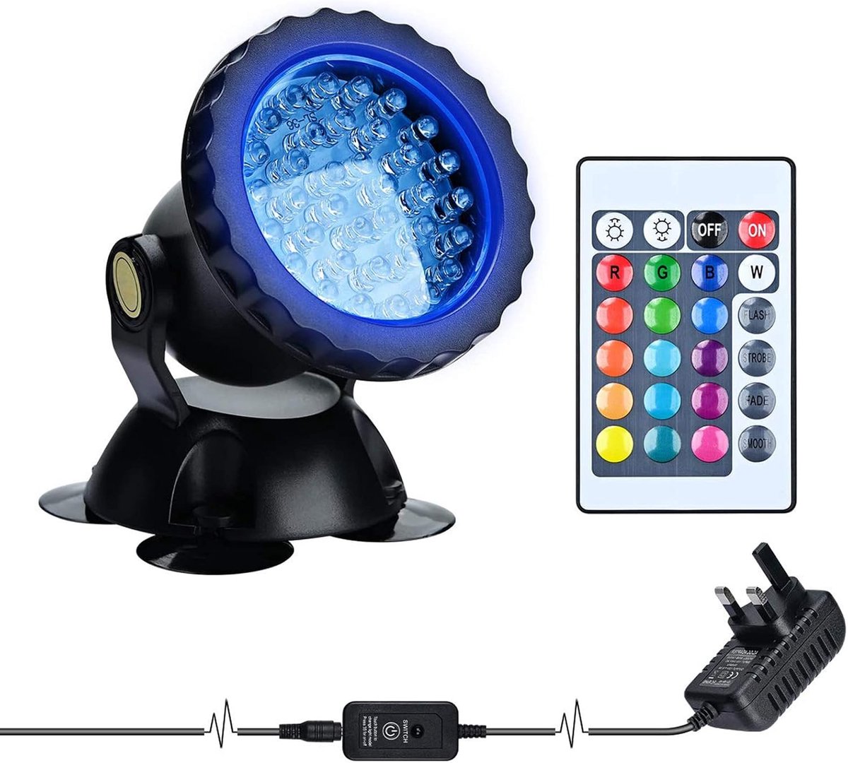 SnelShoppen - Lychee LED Tuinverlichting RGB Onderwater Spotlight IP68 Waterdicht voor Vijver en Aquarium met Afstandsbediening EU Stekker (1 Stuk)