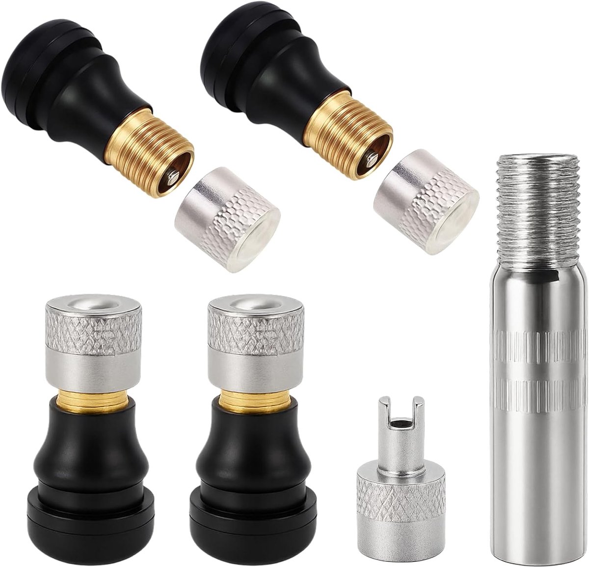 SnelShoppen - Pack van 6 Tubeless Ventielen voor E-Scooter, Ventielverlenging Adapter voor Tubeless Banden, Eenvoudig Inflateren en Onderhouden, Compa