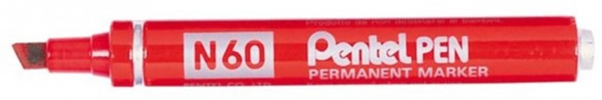 Viltstift pentel n60 schuin 1.2-6mm rood - 12 stuks