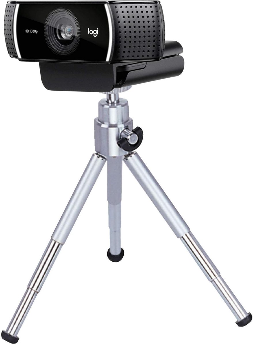 SnelShoppen - TronicXL 10W Camera Webcam Mini Tripod voor Logitech, 3 Verstelbare Voeten, Compact, Staal, 11-15 cm Hoog, Zilver, Ideaal voor Thuis en