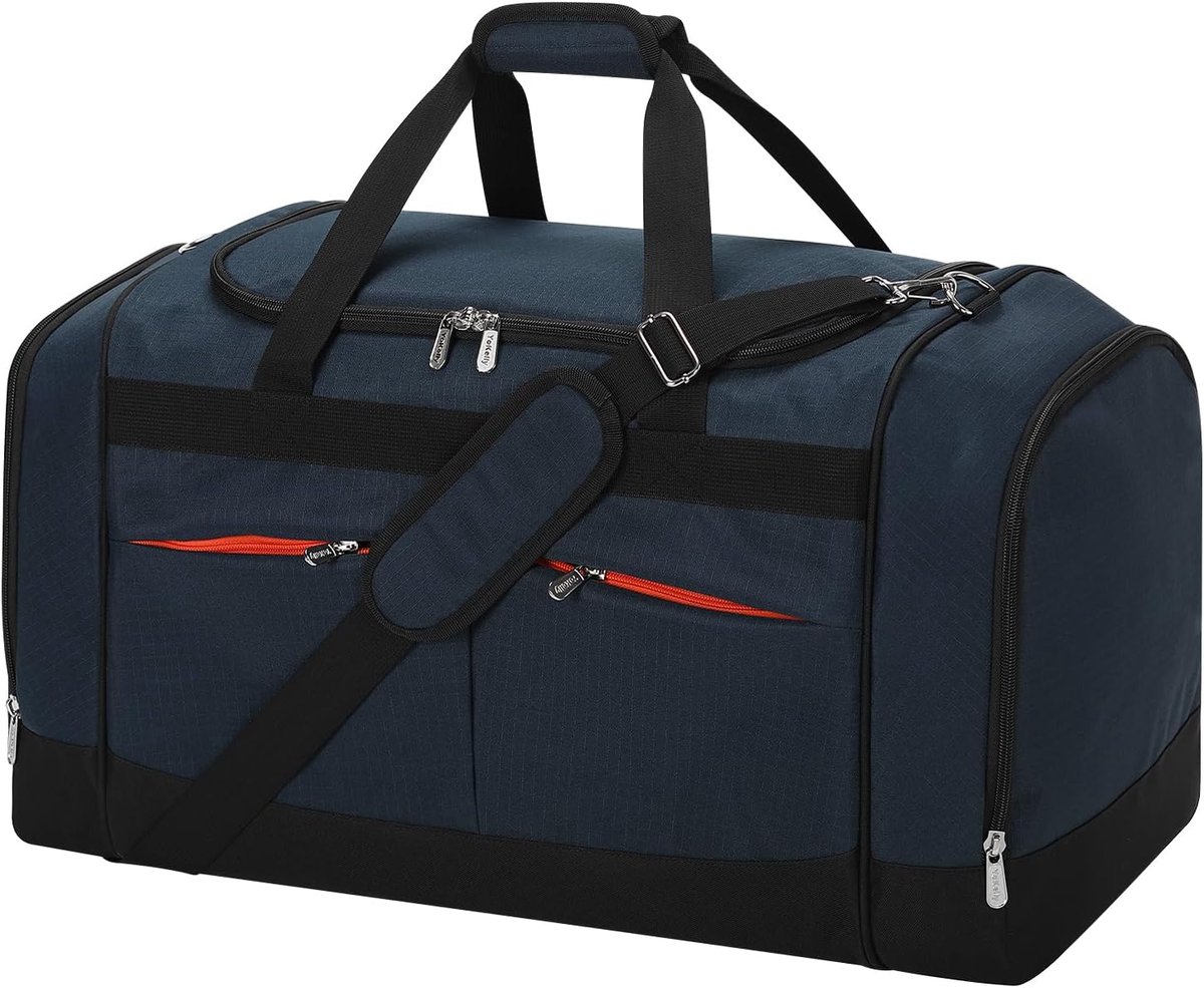 SnelShoppen - Grote Sporttas voor Mannen, Ruime Duffel Bag met Harde Bodem en Schoencompartiment, Donkerblauw, Ideaal voor Sportschool en Reizen, 65L