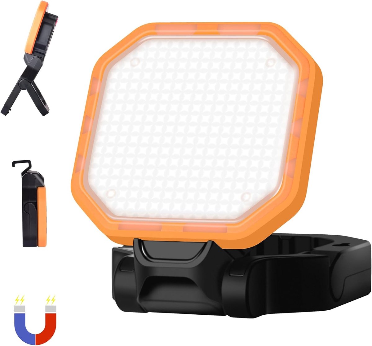 SnelShoppen - LED Bouwlamp Accu 100W Werklicht - 4 Lichtstanden, Dimbaar, Ideaal voor Buiten en Binnen, Camping, Tuin, Klussen, Feest